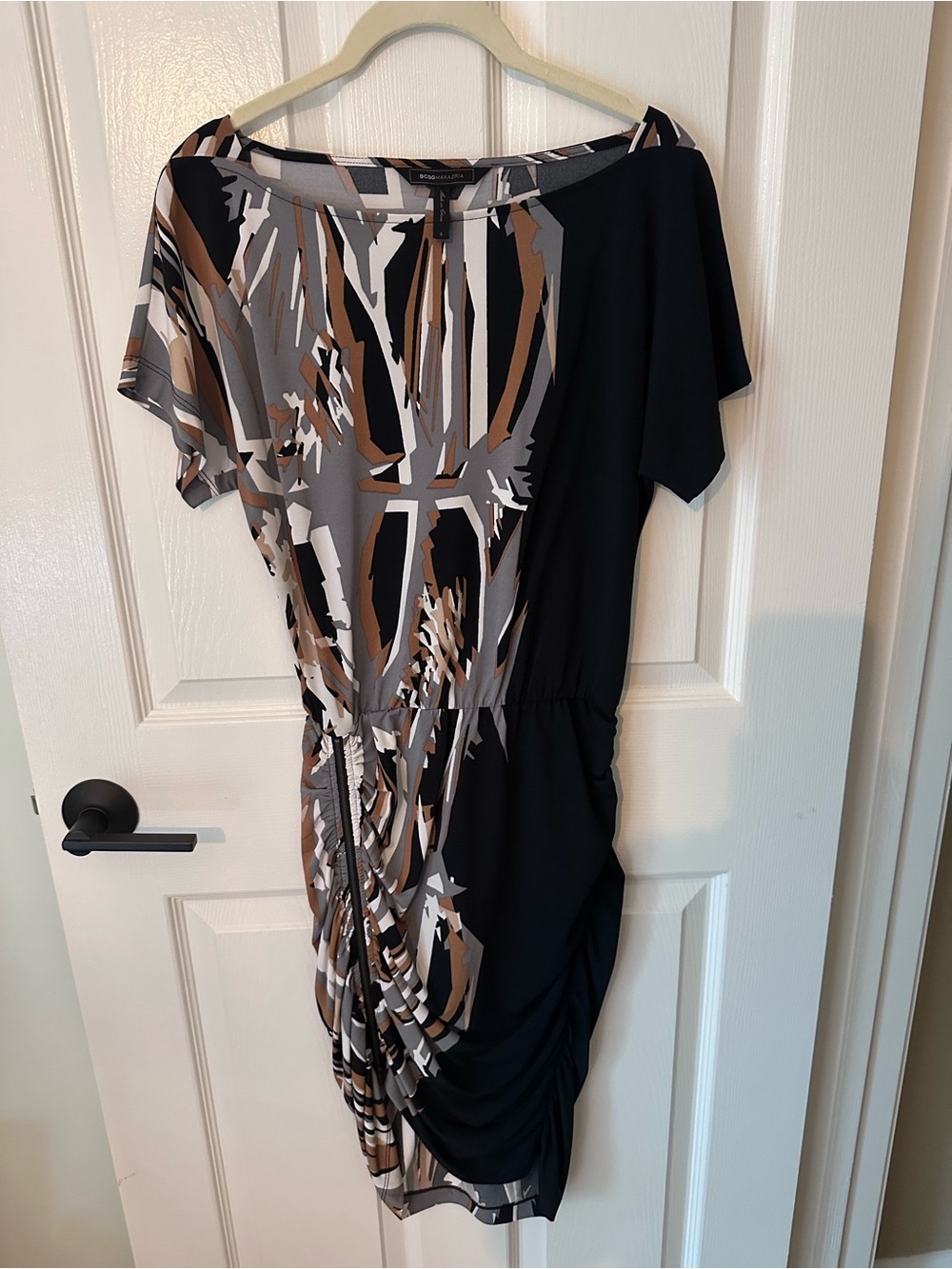 BCBGMAXAZRIA Runway Collection Ruched Colorblock Dress Size S